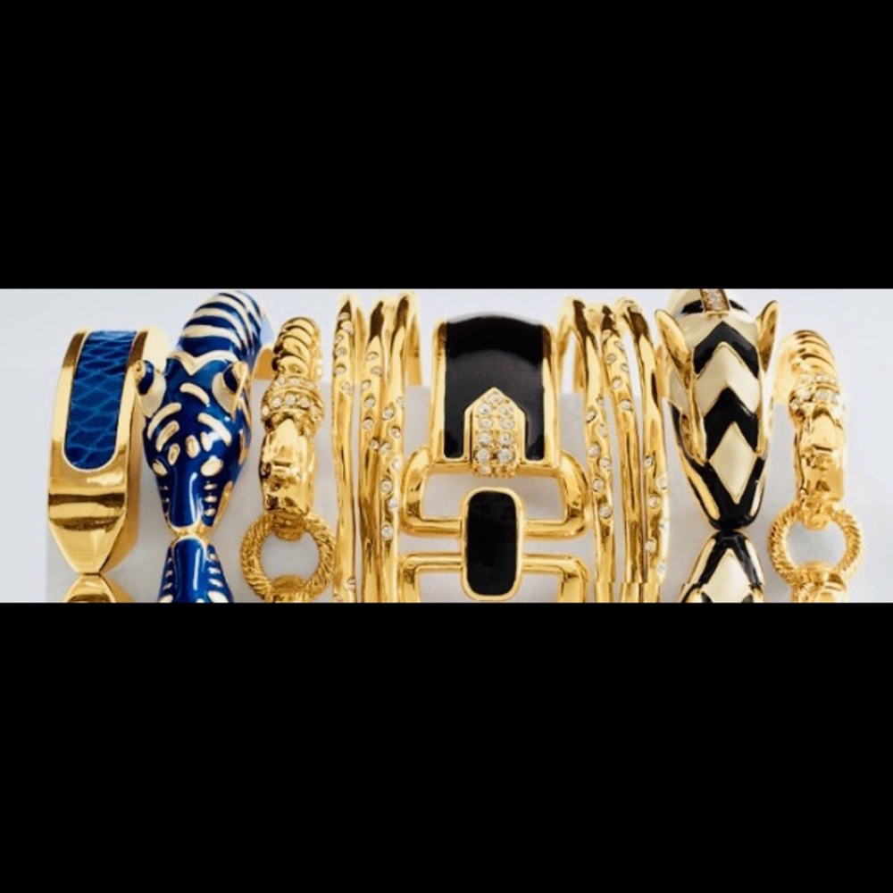 Stella & Dot | Duchess Gold + Black Enamel + Crystal Embellished Hinge B… - Picture 4 of 11